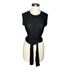 MODERN CITIZEN Black Tie Front Cropped Tank Top Wrap Women's Size Medium Minimal